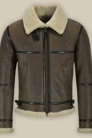 Men's B3 Greyish Brown Air Force Shearling Jacket Frontside