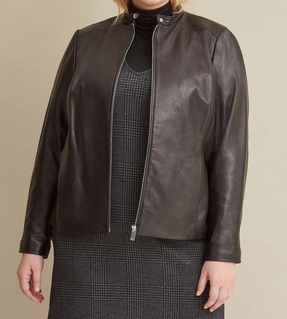 Plus Size Classic Scuba Leather Jacket For Women GLJ
