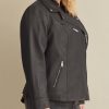 Plus Size Leather Jacket with Metallic Details