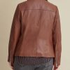 Plus Size Leather Jacket with Metallic Details