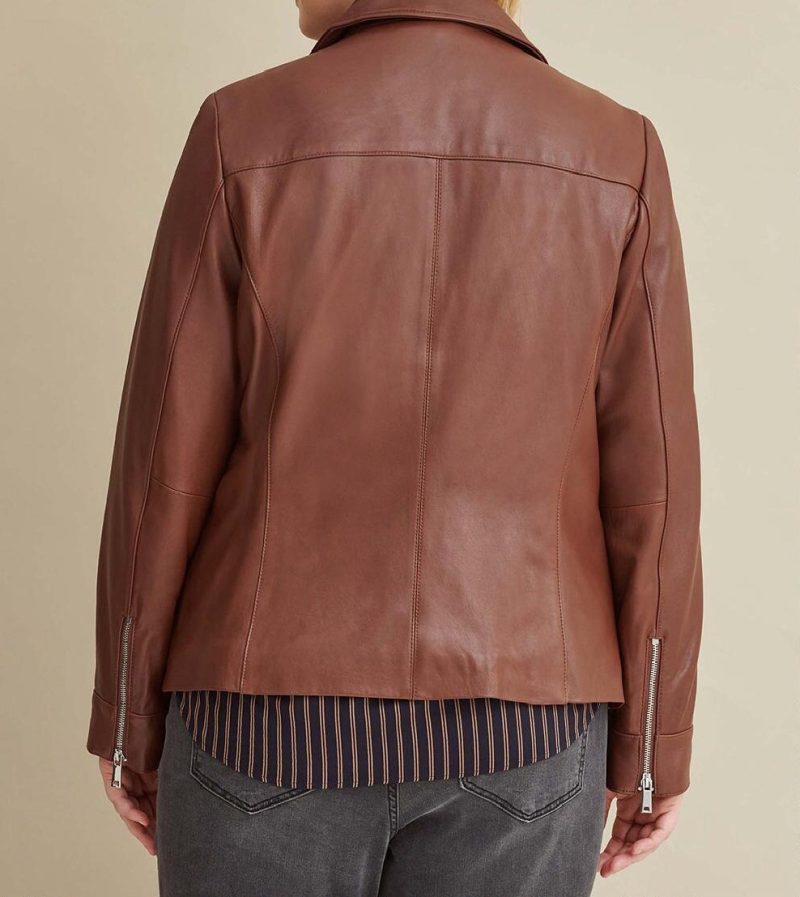 Plus Size Leather Jacket with Metallic Details
