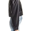 Puff Sleeve Faux Leather Cropped Jacket