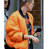 Hailey Baldwin Orange Puffer Jacket