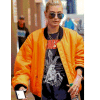 Hailey Baldwin Orange Puffer Jacket