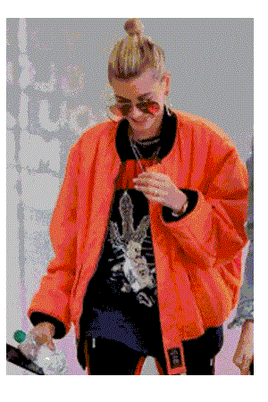 Hailey Baldwin Orange Puffer Jacket