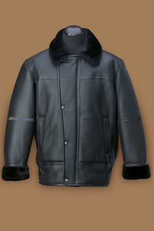 Men's Black Aircraft Shearling Leather Jacket
