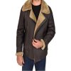 Brown B3 Shearling Brown Bomber Leather Jacket For Men Frontside View