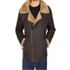 Brown B3 Shearling Brown Bomber Leather Jacket For Men
