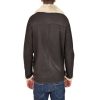 White B3 Shearling Brown Bomber Leather Jacket For Men Backside view