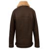 Brown Pilot Leather Jacket With Caramel Shearling For Men Backside view