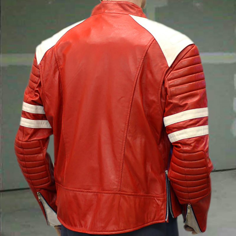 Fight Club Bradpit mayhem red leather jacket