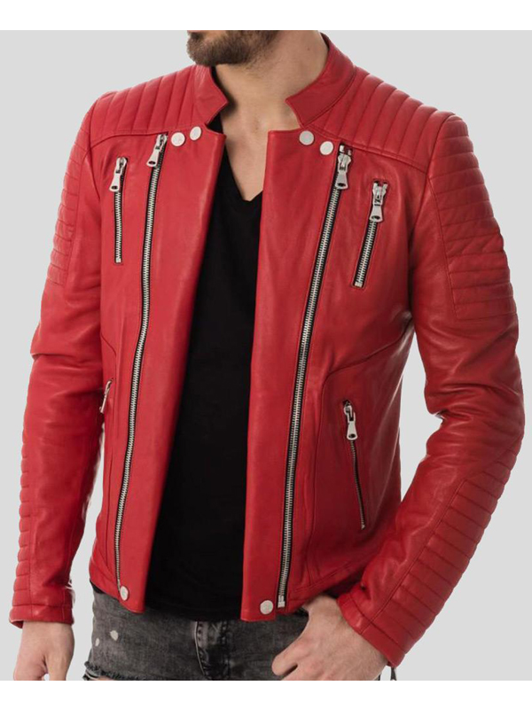 Men's Zipper Style Quilted Leather Jacket - GLJ