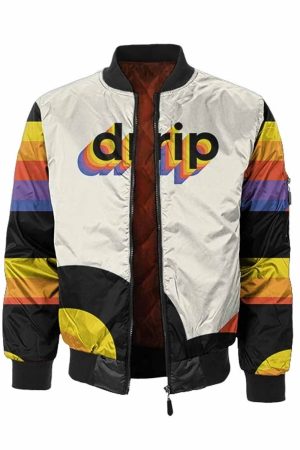 white drip bomber jacket