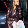 Rihanna Brown Leather Blazer Coat