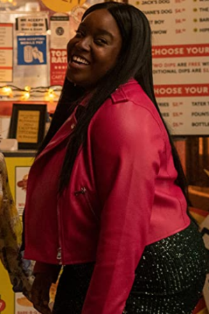 Shrill season 3 Lolly Adefope pink leather jacket