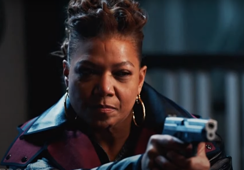 The Equalizer Hunting Grounds E07 Queen Latifah Black Leather Coat With red collar