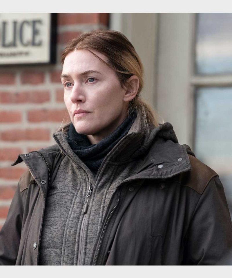 Kate Winslet TV Series Mare of Easttown Mare Sheehan Brown Hooded Jacket