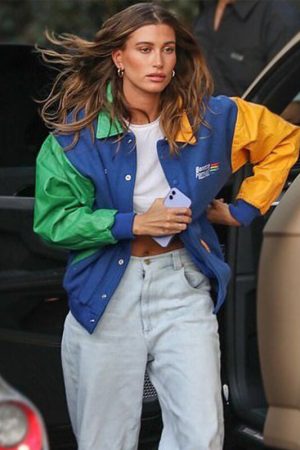 Hailey bieber bomber jacket