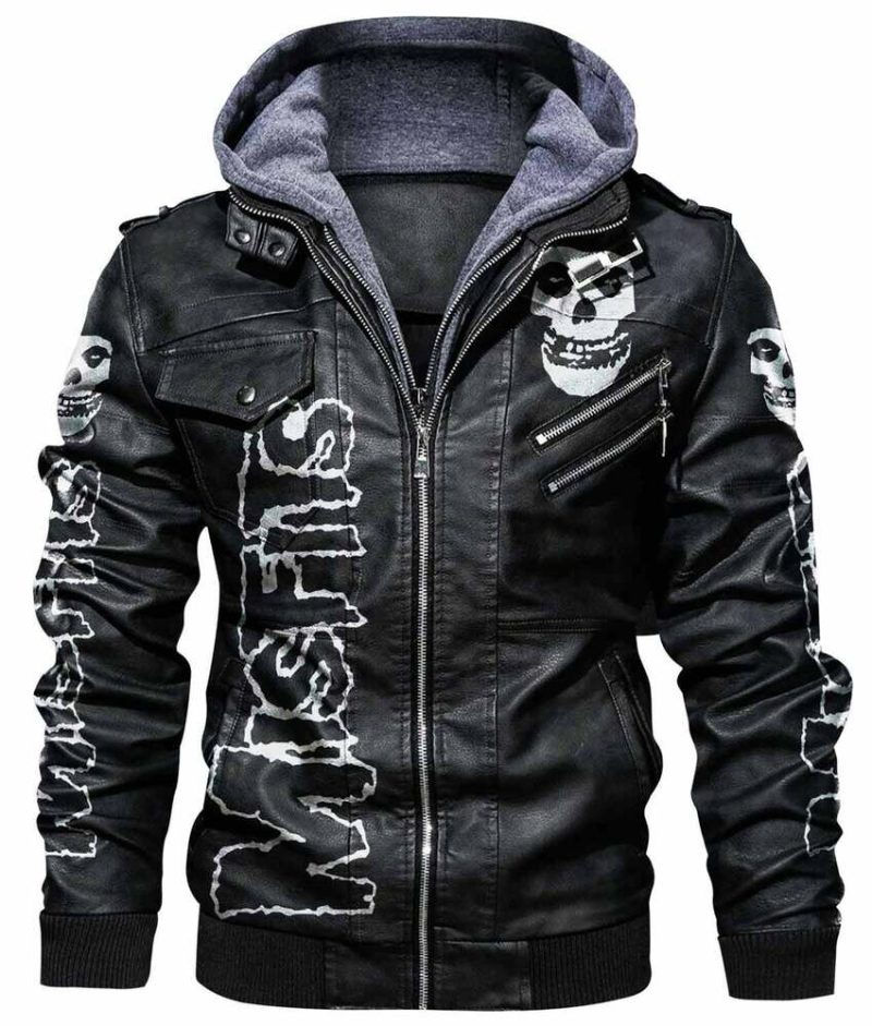 MEN’S SKULL MISFITS LEATHER JACKET WITH HOOD
