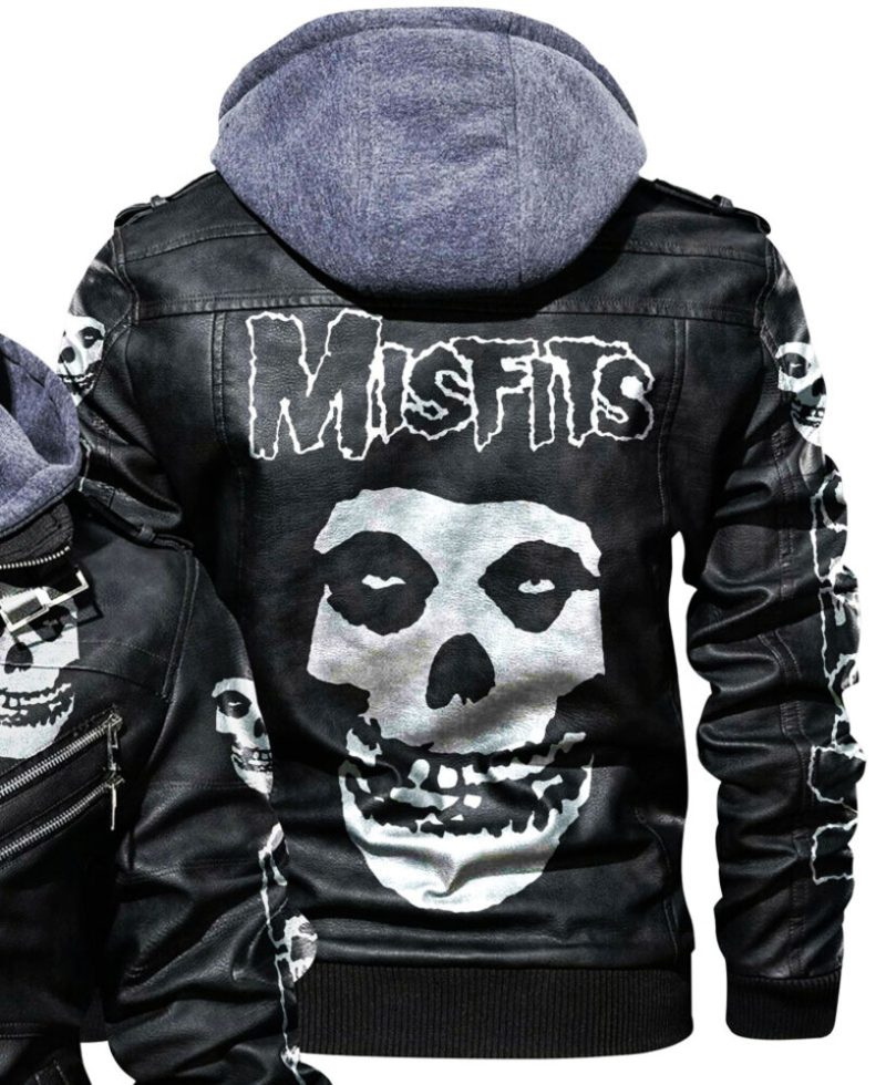 MEN’S SKULL MISFITS LEATHER JACKET WITH HOOD