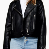 womens petite topshop biker leather jacket
