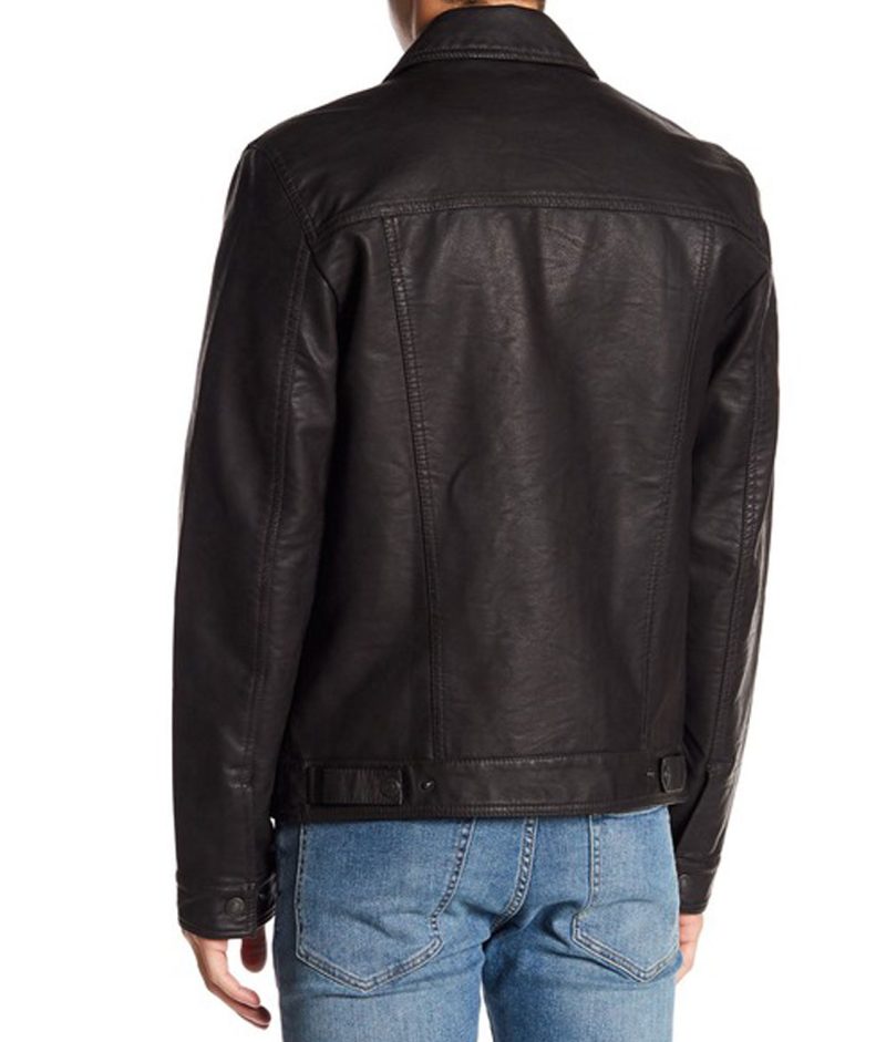 Classic Black Trucker Leather Jacket