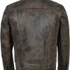 Dirty Brown Leather Trucker Jacket