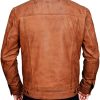 Distressed Brown Trucker Leather Jacket