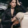 Dua Lipa Black Moto Studded Jacket