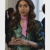 Emily In Paris Emily Cooper Green Metallic Moto Jacket