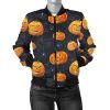Halloween Pumpkin Print Bomber Jacket