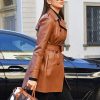 Irina Shayk Leather Trench Coat