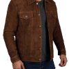 Logan Dark Brown Leather Trucker Jacket