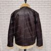 Mens FUR Aviator Flying Pilot Bomber Black and Brown Leather Jacket