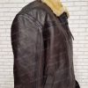 Mens FUR Aviator Flying Pilot Bomber Black and Brown Leather Jacket