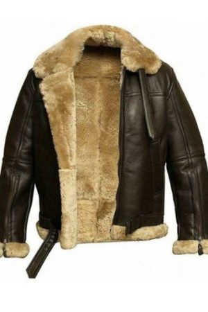 Mens FUR Aviator Flying Pilot Bomber Jacket