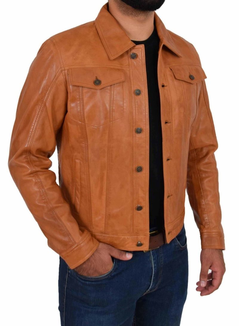Trucker Mens Leather Jacket