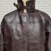 Mens FUR Aviator Flying Pilot Bomber Black and Brown Leather Jacket