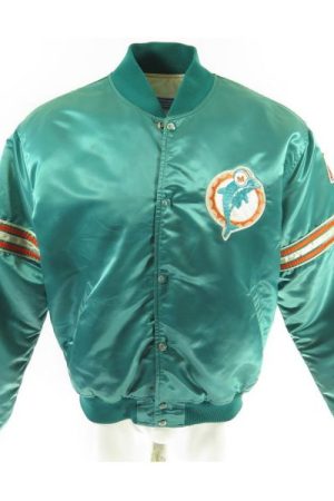 Miami Dolphins Green Satin Bomber Jacket