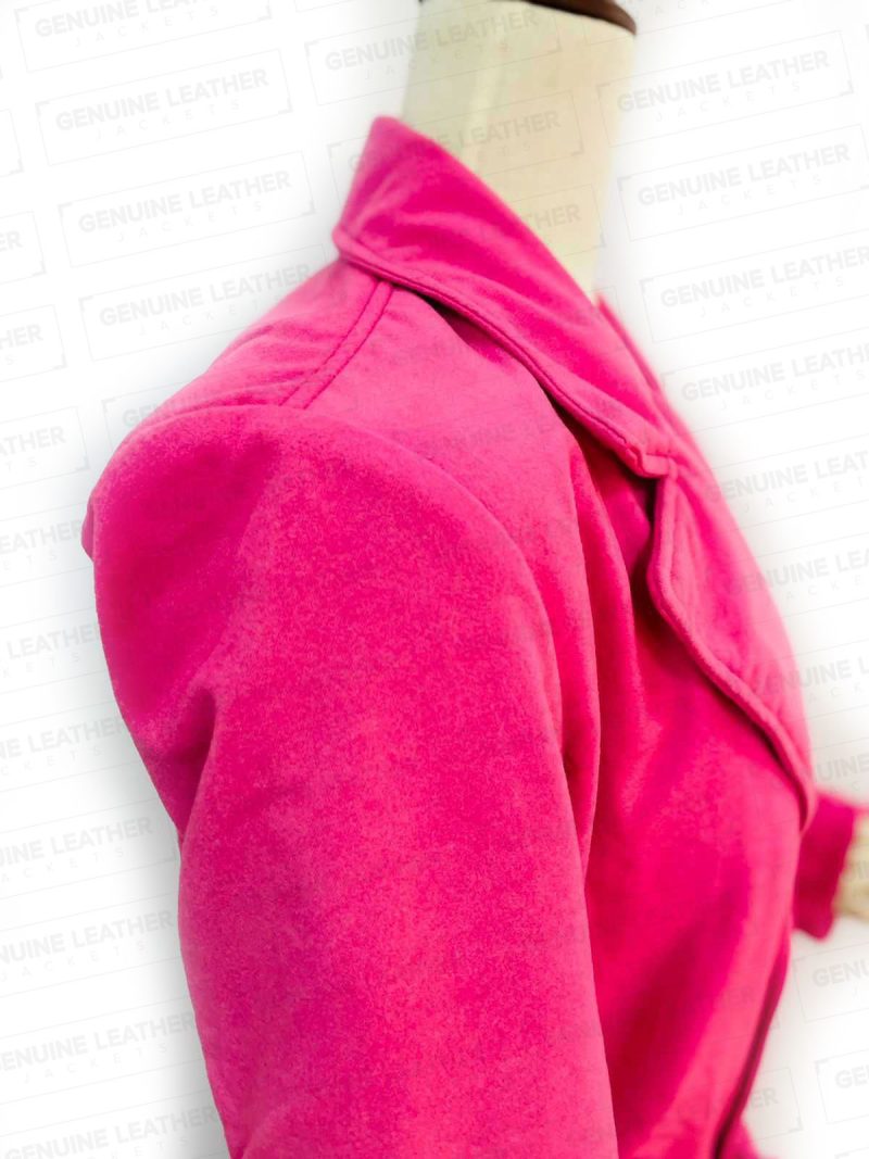 Emily In Paris Lily Collins Pink Coat shoulder