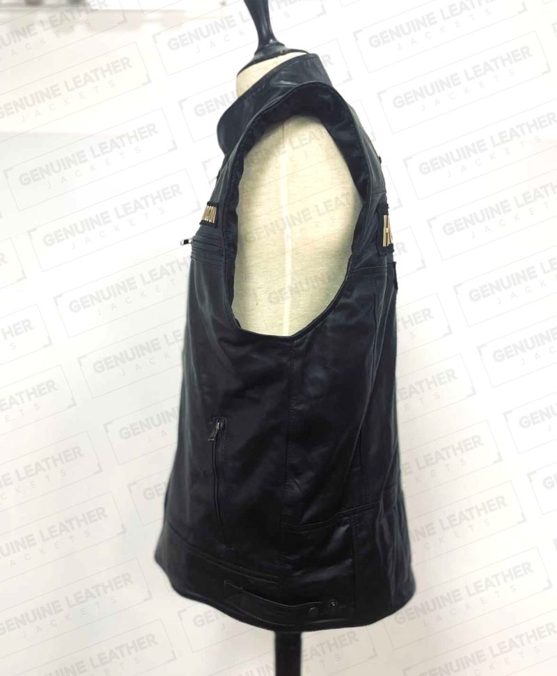 Harley Davidson Black Leather Vest for Bikers side