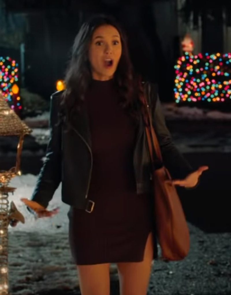 Love Hard 2021 Nina Dobrev Black Leather Jacket