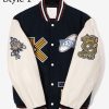 Men’s Kenzo Varsity Bomber Jacket with Patches white sleeves