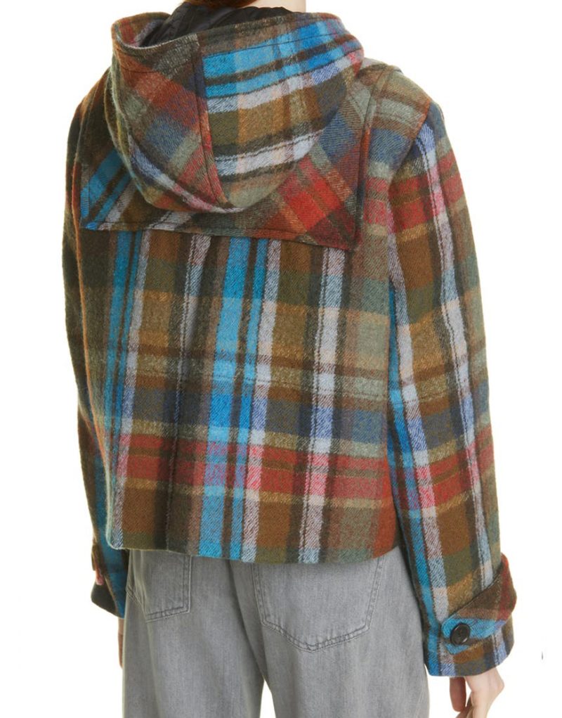 Chicago Fire S10 Kara Killmer Plaid Duffle Coat Back View