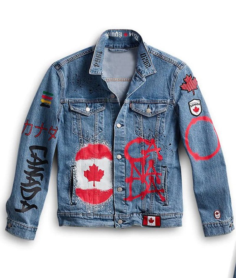 Front view Team Canada Olympic 2021 Denim Jacket