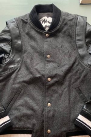 Unisex Black Wool Varsity Jacket