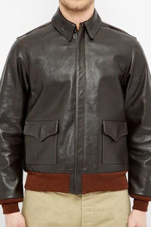 Vintage Style Military Brown A-2 Flight Black Jacket