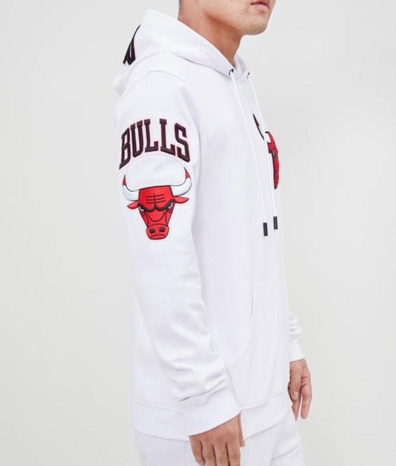 Left logo Men’s Chicago Bulls White Fleece Hoodie