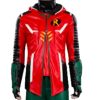 Gotham Knights Robin Leather Jacket with Hood front View