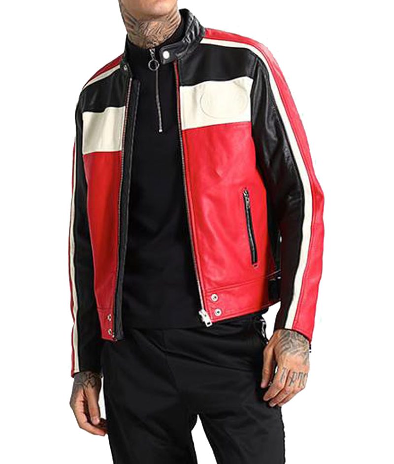 Men’s JCM251 Biker Leather Jacket zip open